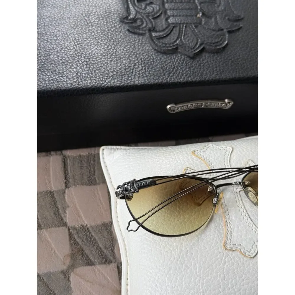 Chrome Hearts DRAG PIPE IV Sunglasses Rimless Gunmetal Brown Gradient Rare